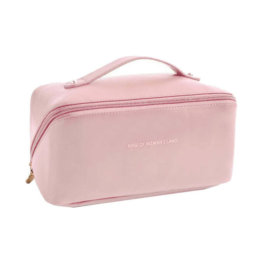 Women's Makeup/Cosmetic Travel Bag with Handle & Divider - Pink