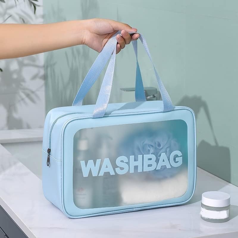 Makeup & Toiletry Bags for Cosmetics, Brushes, Accessories Set of 3 - (Blue)