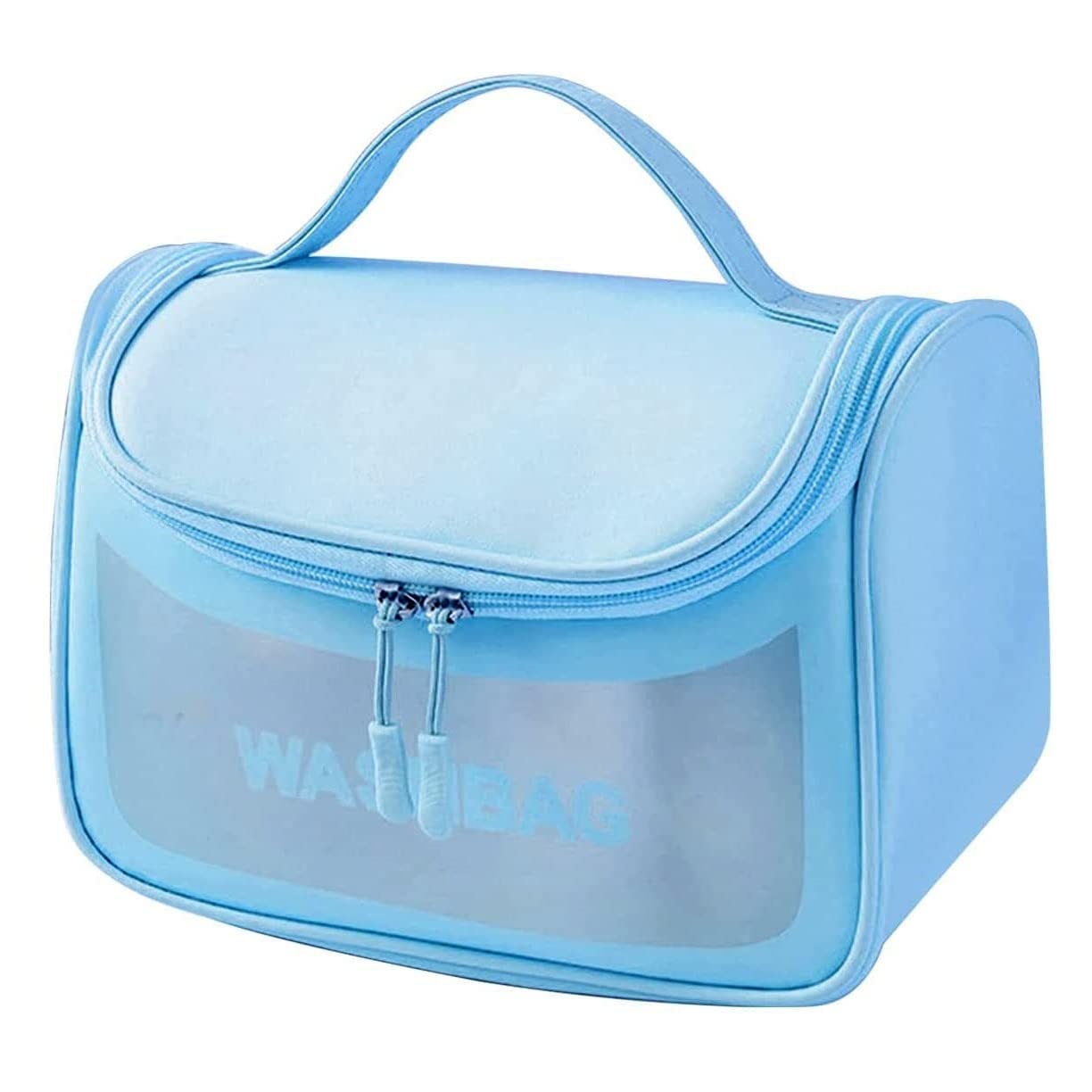 Multi-Functional Large Makeup Pouch For Women Waterproof Pvc Cosmetic Bags With Hook For Girls Blue (Sale)