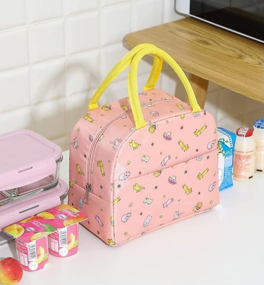 Insulated Lunch Bags For Office, Women, Men & Kids | Portable And Reusable (Orange Cat)