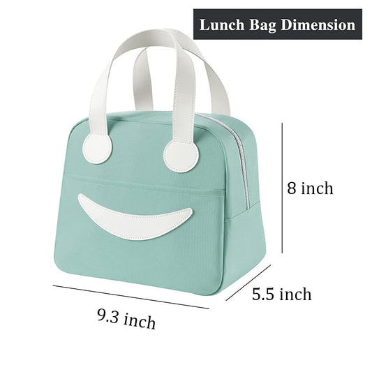 Smiley Lunch Bags for School, Office, Travel with Aluminum Lining, Leakproof | Green