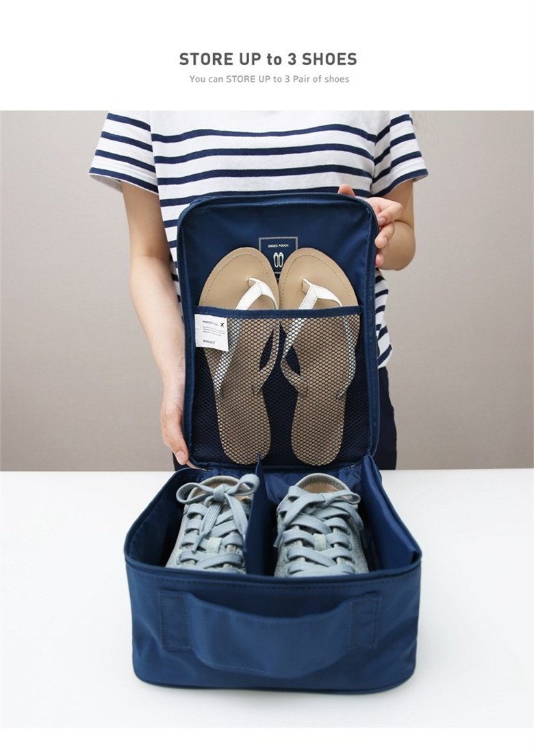 Waterproof Travel Organizer & Shoe Bag/ Pouch (Navy Blue, BG)