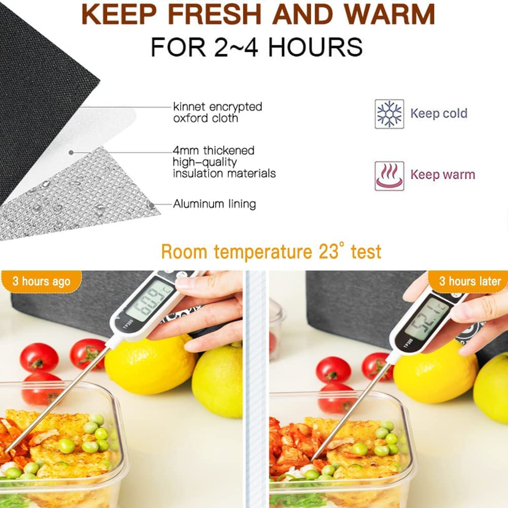 Lunch Bags Insulated For Office | Portable And Reusable (Black), 1 liter