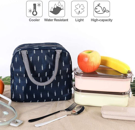 Blue Feather Insulated Lunch Bags, Portable and Reusable