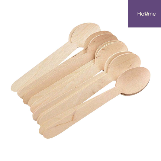 Eco Friendly Disposable Wooden Spoons, 140 mm, 100 Pieces/Pack (Pack of 1)