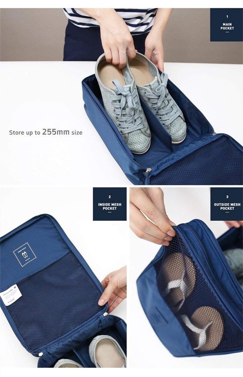 Waterproof Travel Organizer & Shoe Bag/ Pouch (Navy Blue, BG)