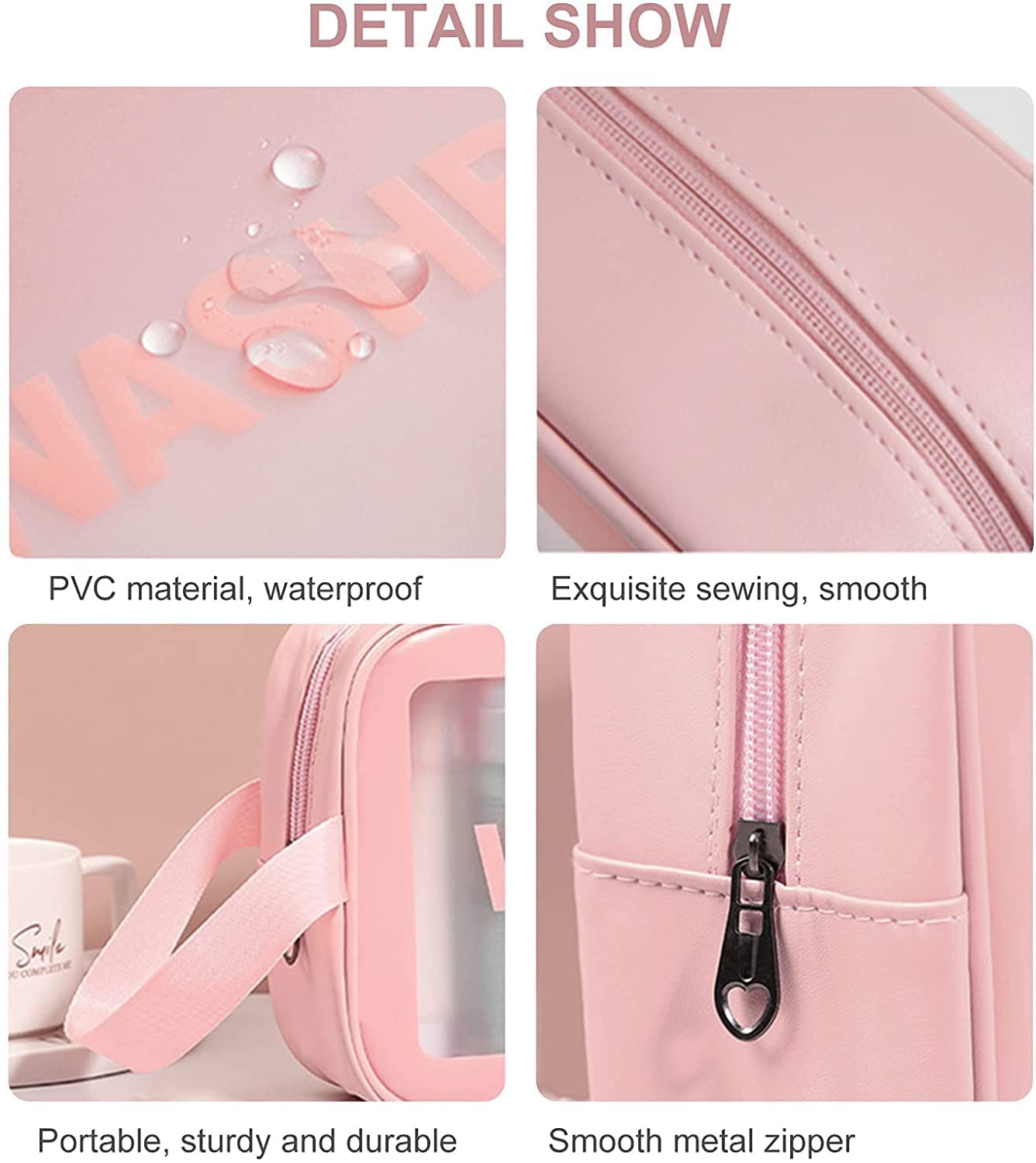 Makeup & Toiletry Bags for Cosmetics, Brushes, Accessories Set of 3 - (Pink)