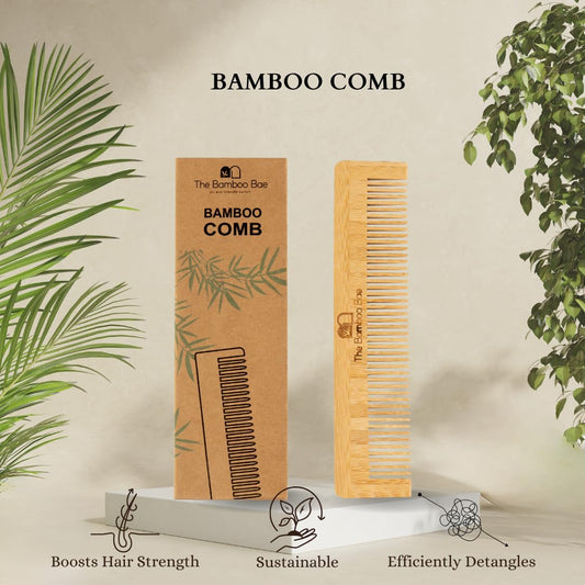 Bamboo Lily Handmade Comb with Dual Teeth | Travel Friendly (Sale)