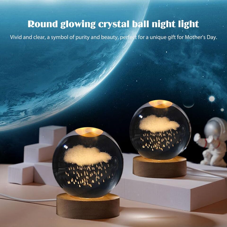 Cloud Rain Crystal Ball Night Lamp (Warm White)