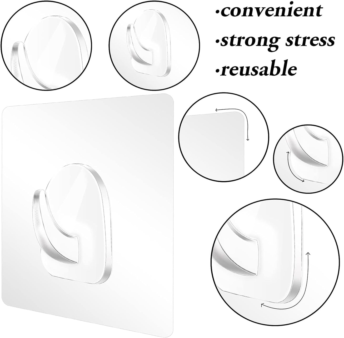Sticker Wall Hooks For Hanging | Transparent & Waterproof (Pack Of 10)