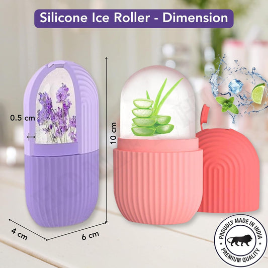 Ice Roller Combo for Face Neck & Body Cleansing, Remove Dark Puffy Eyes (Pastle Red & Purple)
