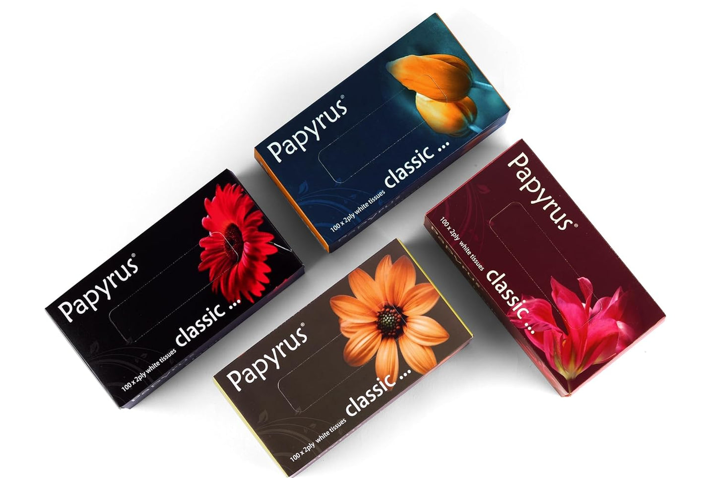 Papyrus Face Tissue Box | Ultra Soft, Highly Absorbent Face Tissue Wipes Skin (100 Pulls 200 Sheets Per Box) -Set of 4