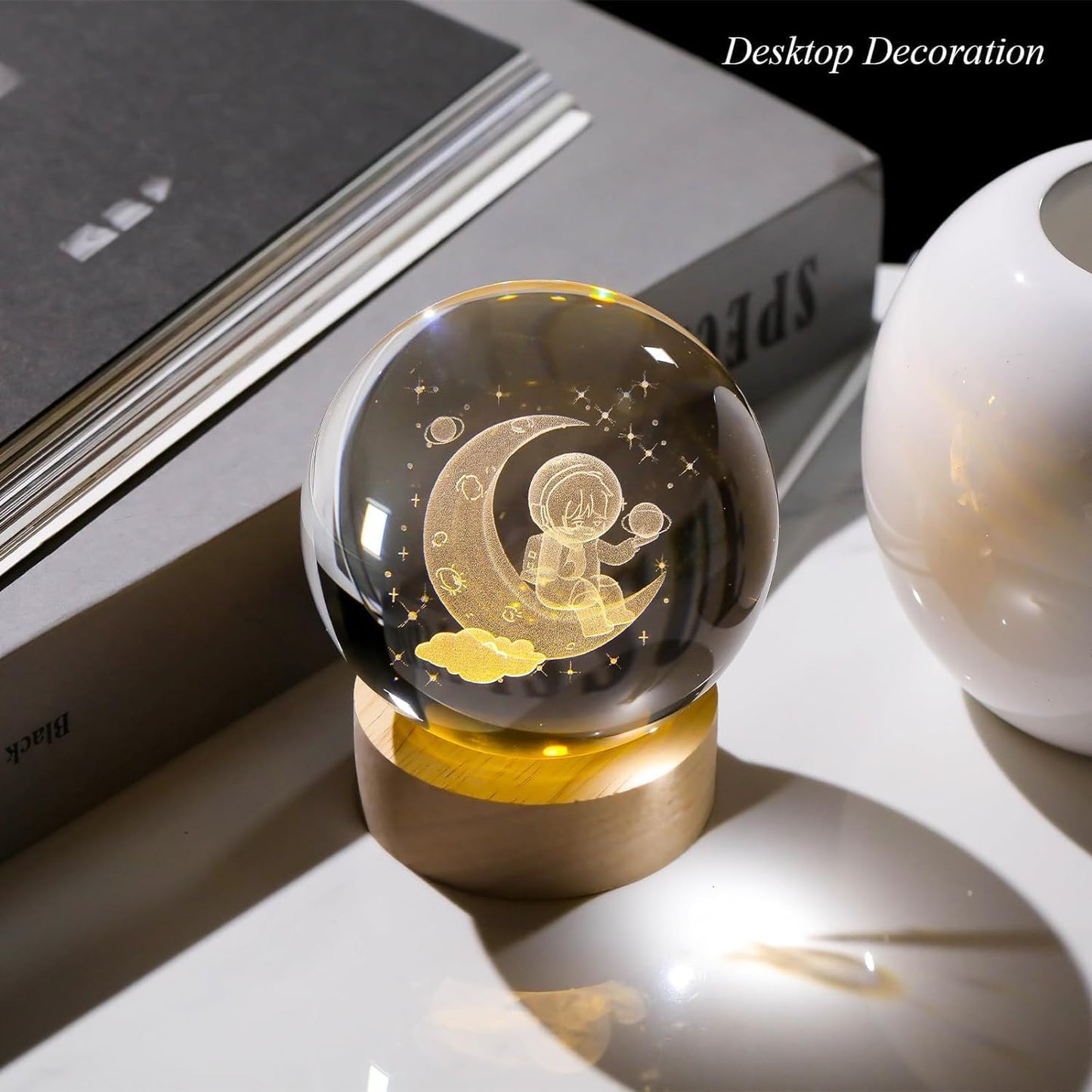 3D Crystal Moon Astranaut Lamp