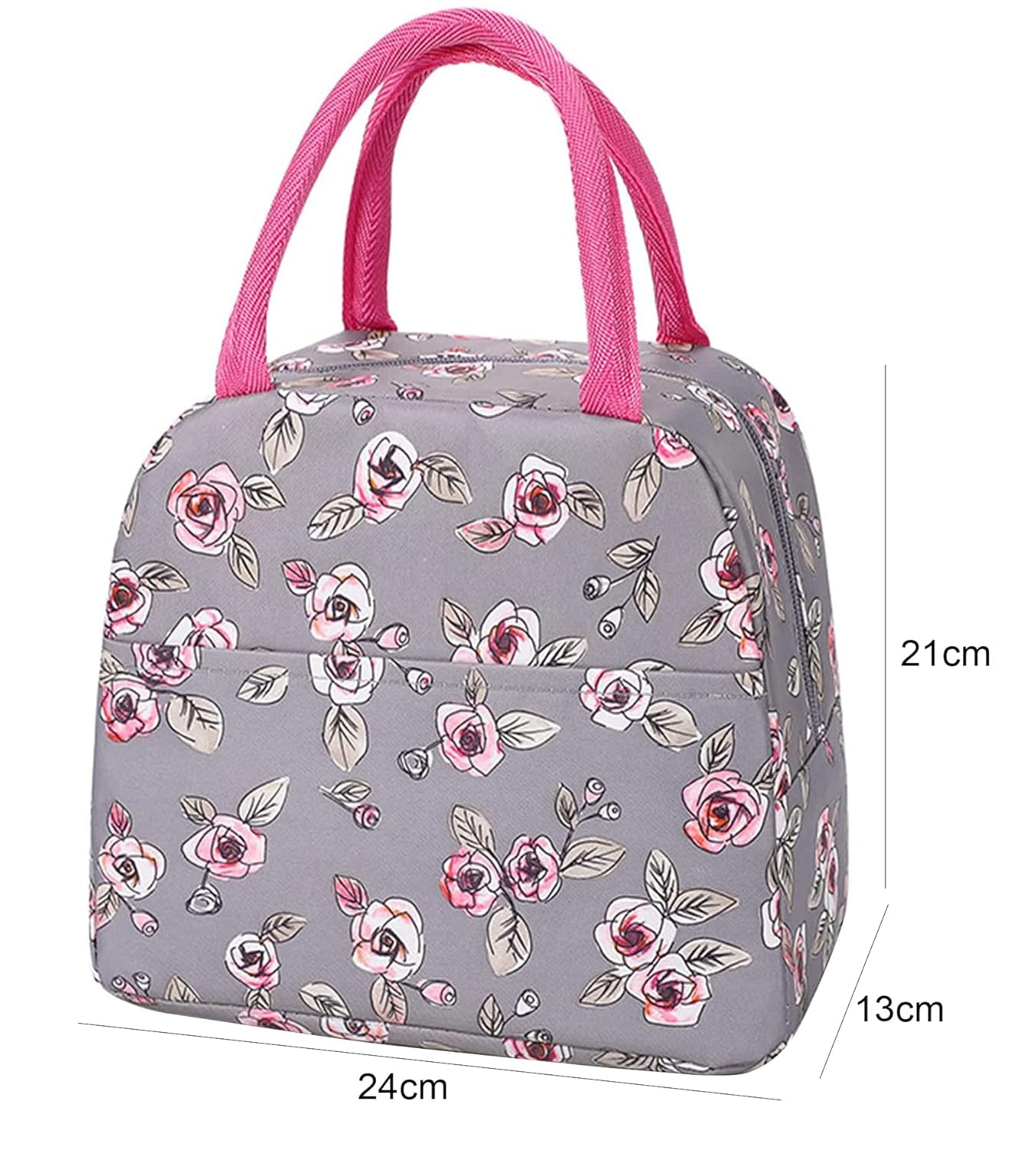 Insulated Lunch Bags For Office, Women, Men & Kids | Portable And Reusable (Rose Flower)