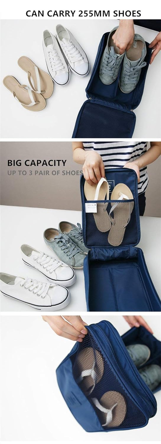 Waterproof Travel Organizer & Shoe Bag/ Pouch (Navy Blue, BG)