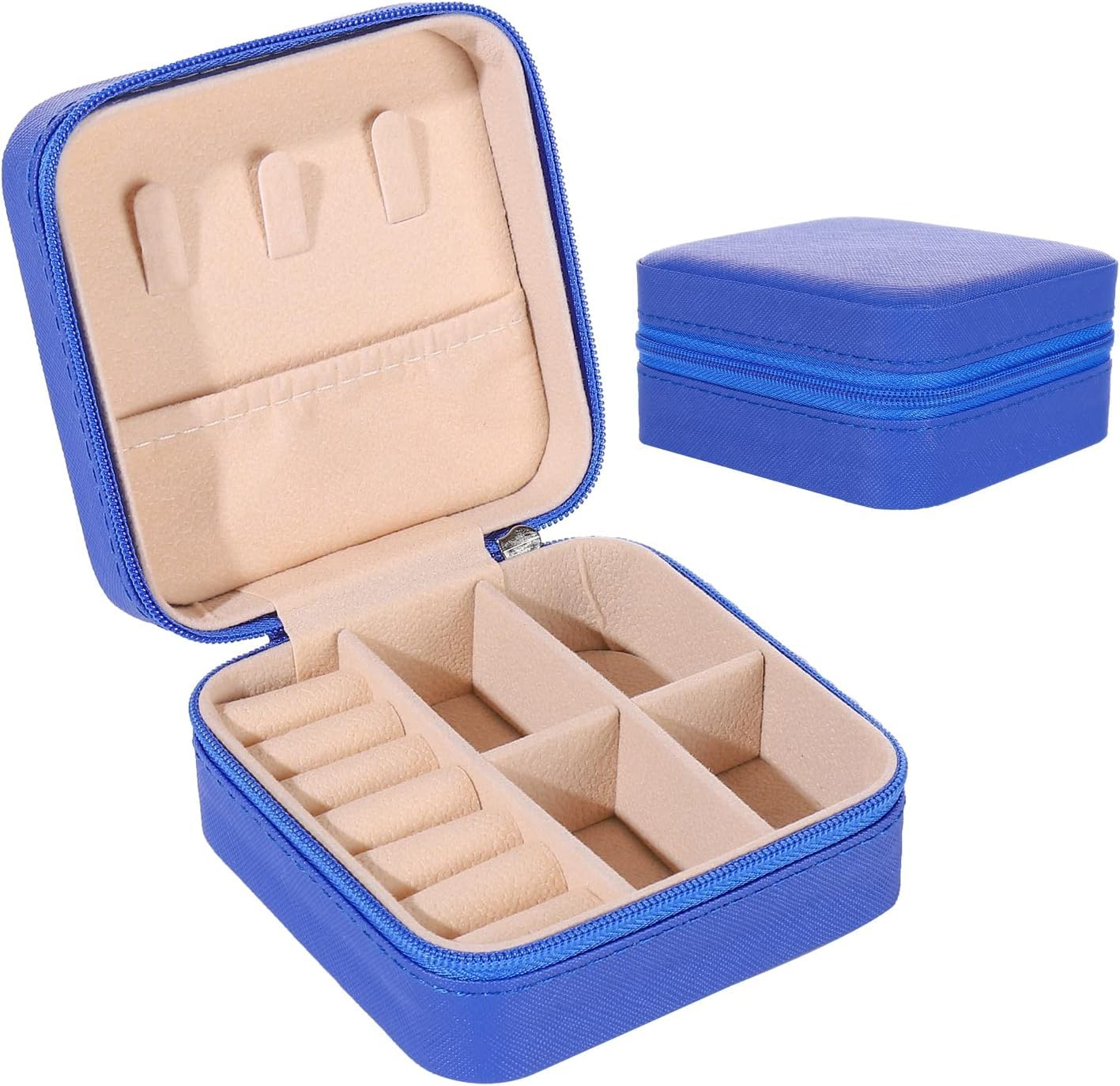Houme Portable Jewellery Organiser with Dividers & Container for Rings, Earrings, Necklace - Pack of 2