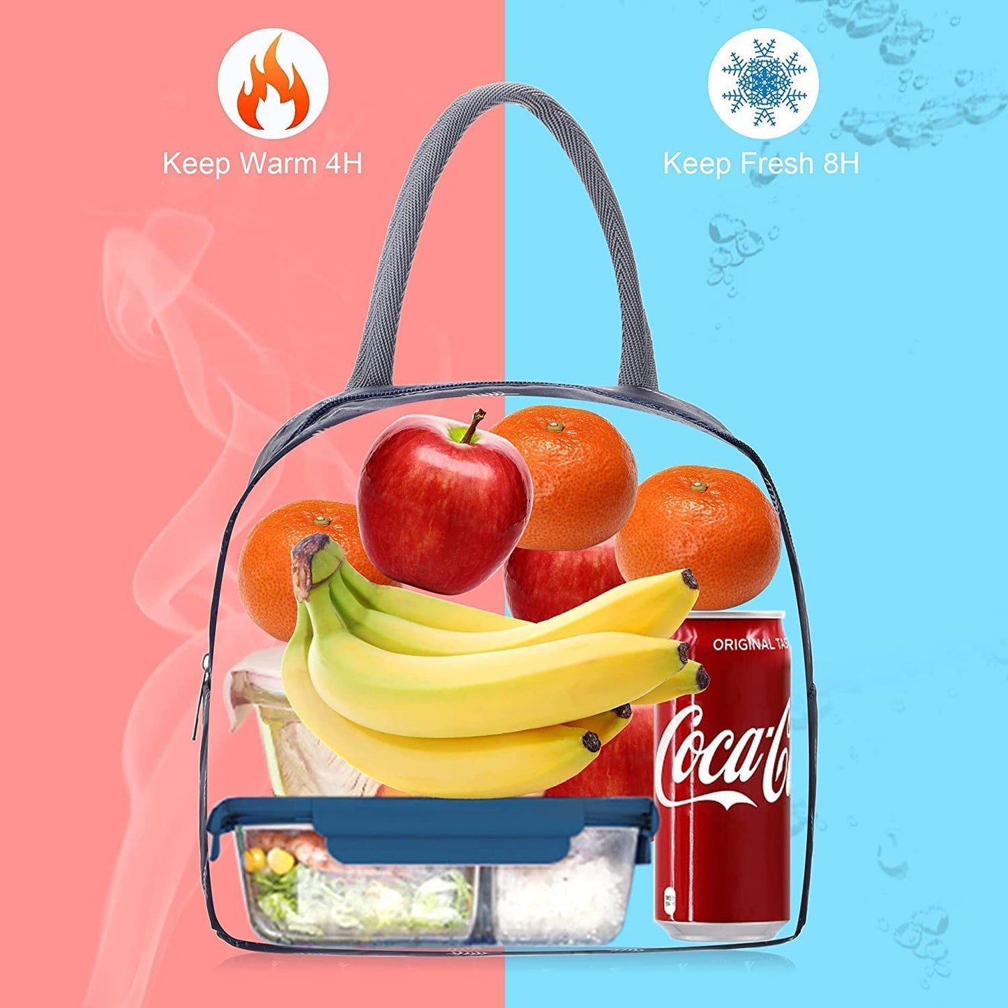 Blue Feather Insulated Lunch Bags, Portable and Reusable