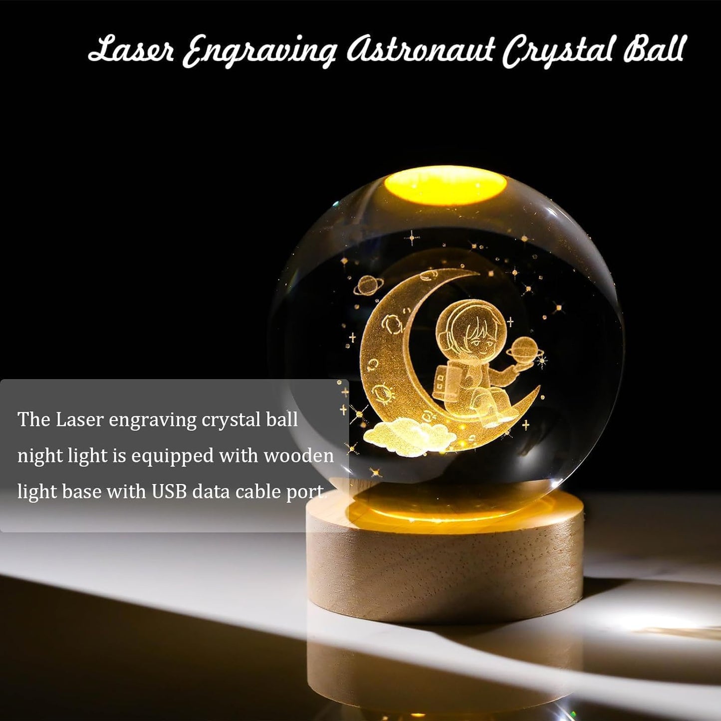 3D Crystal Moon Astranaut Lamp