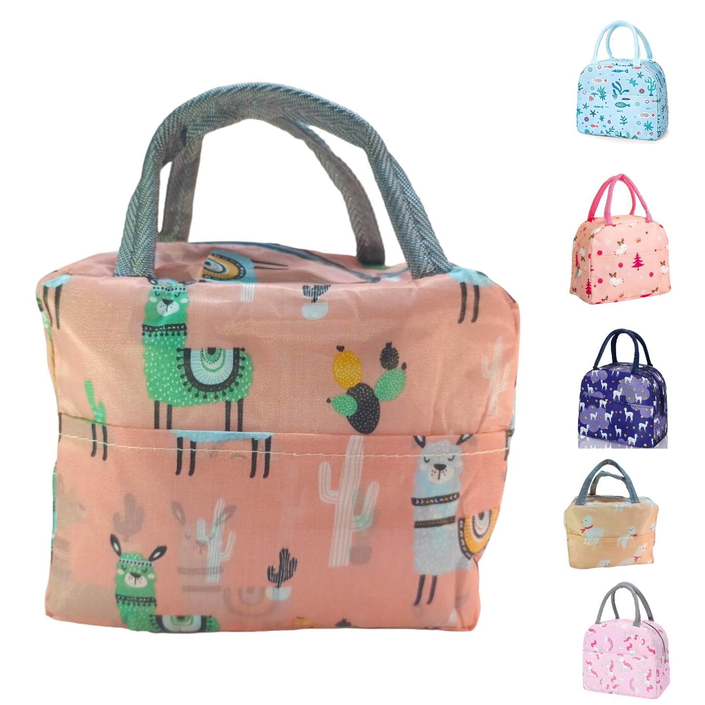 Insulated Lunch Bags For School & College | Mix Design (Pack of 6)