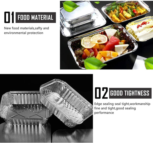 Aluminium Silver Foil Container 750 ml, with Lid for Kitchen Pack of 25