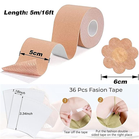Boob Tape with 10pcs Nipple Cover & 36pcs Double Sided Body Tape