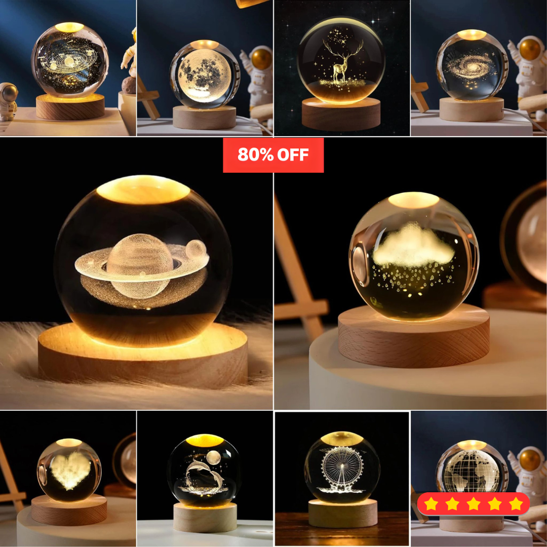 All in 1 | 3D Crystal Ball Lamp Combo Set | Pack of 10