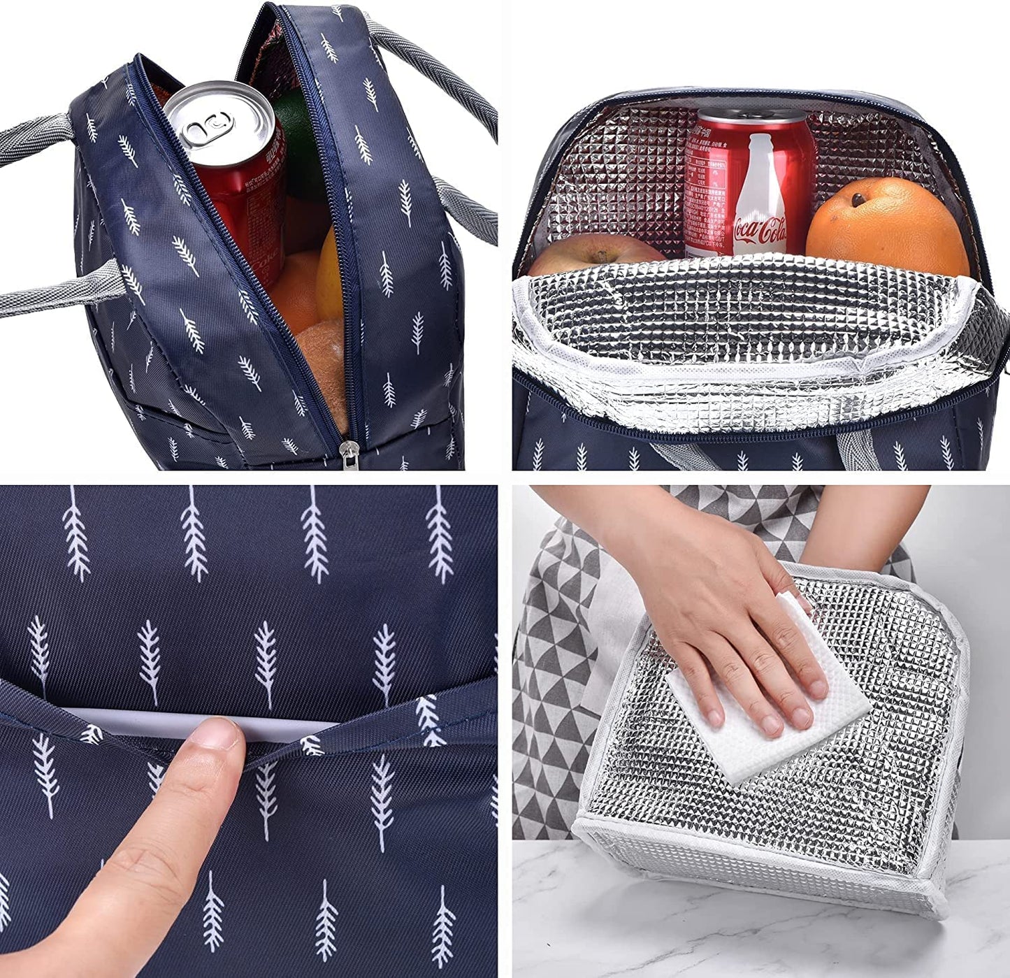 Blue Feather Insulated Lunch Bags, Portable and Reusable