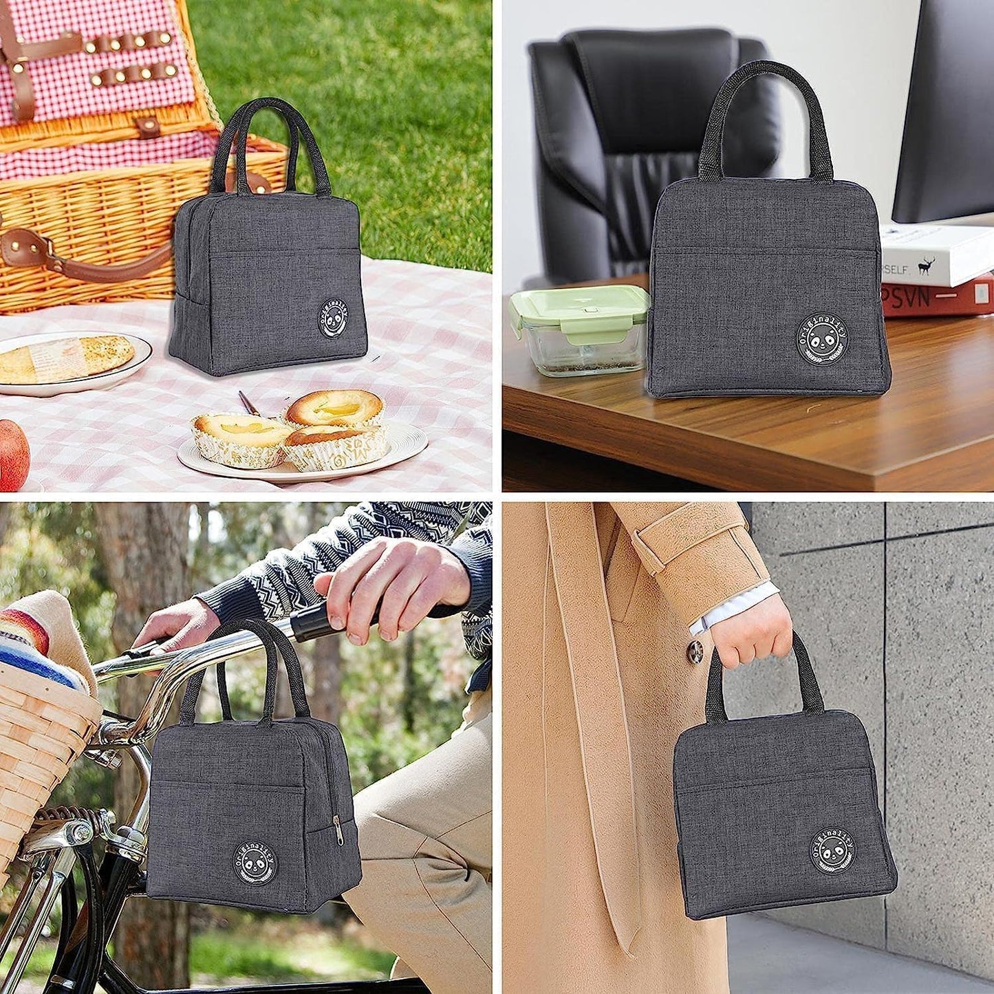 Lunch Bags Insulated For Office | Portable And Reusable (Grey), 1 liter