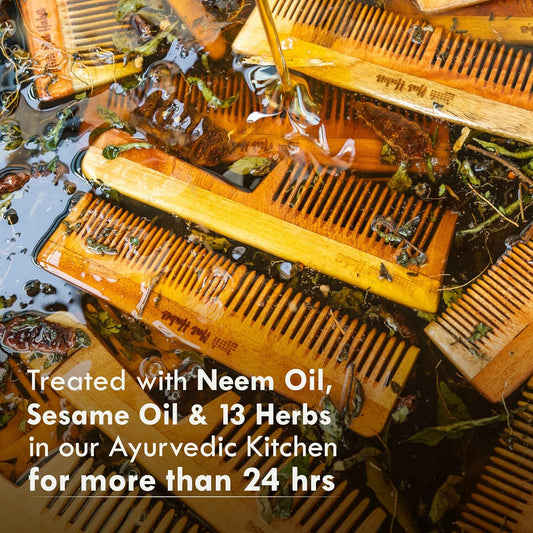 Houme Wooden Neem Hair Comb | Hair Straightening and Frizz Control + Shampoo Comb