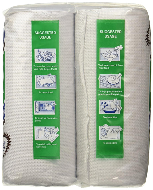 2 Ply Kitchen Tissue/Towel Paper Roll, soft and highly absorbent - 4 Rolls (60 Pulls Per Roll, 240 Sheets