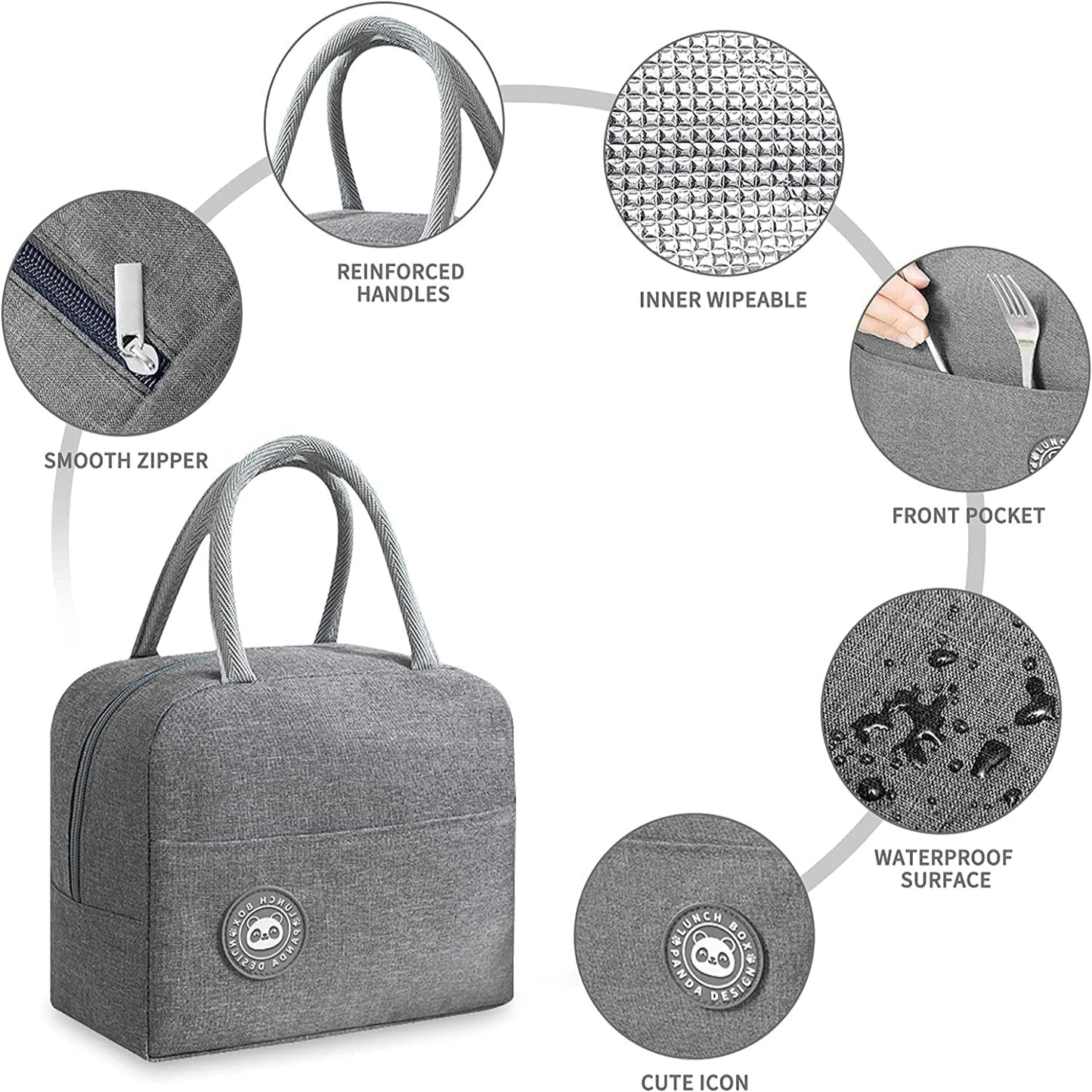 Lunch Bags Insulated For Office | Portable And Reusable (Grey), 1 liter