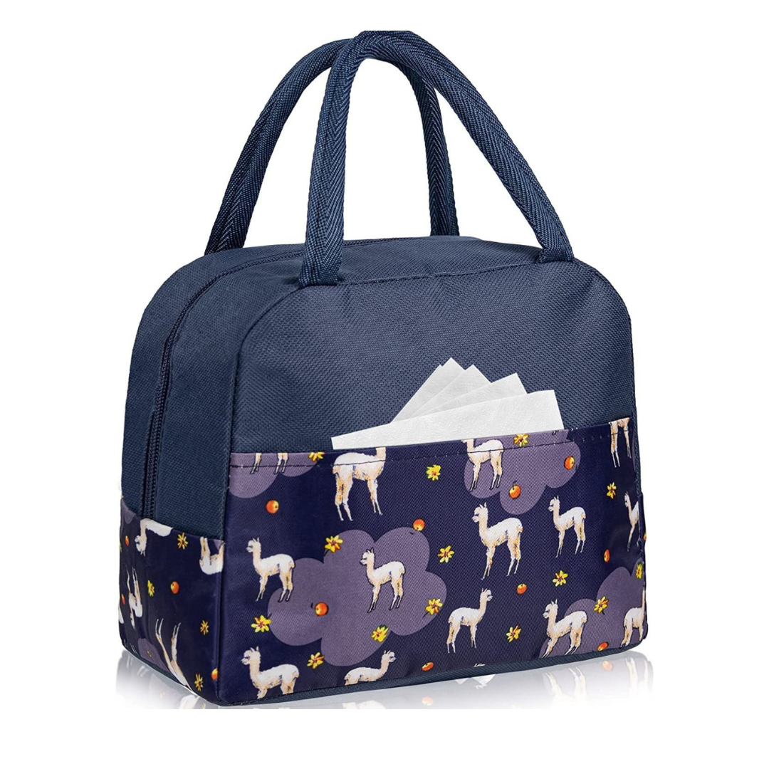 Purple Insulated Lunch Bag | Portable and Reusable (Half Print)