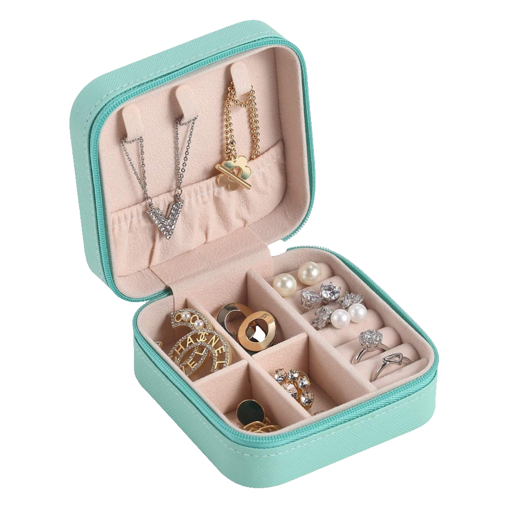 Houme Portable Jewellery Organiser with Dividers & Container for Rings, Earrings, Necklace (Small)