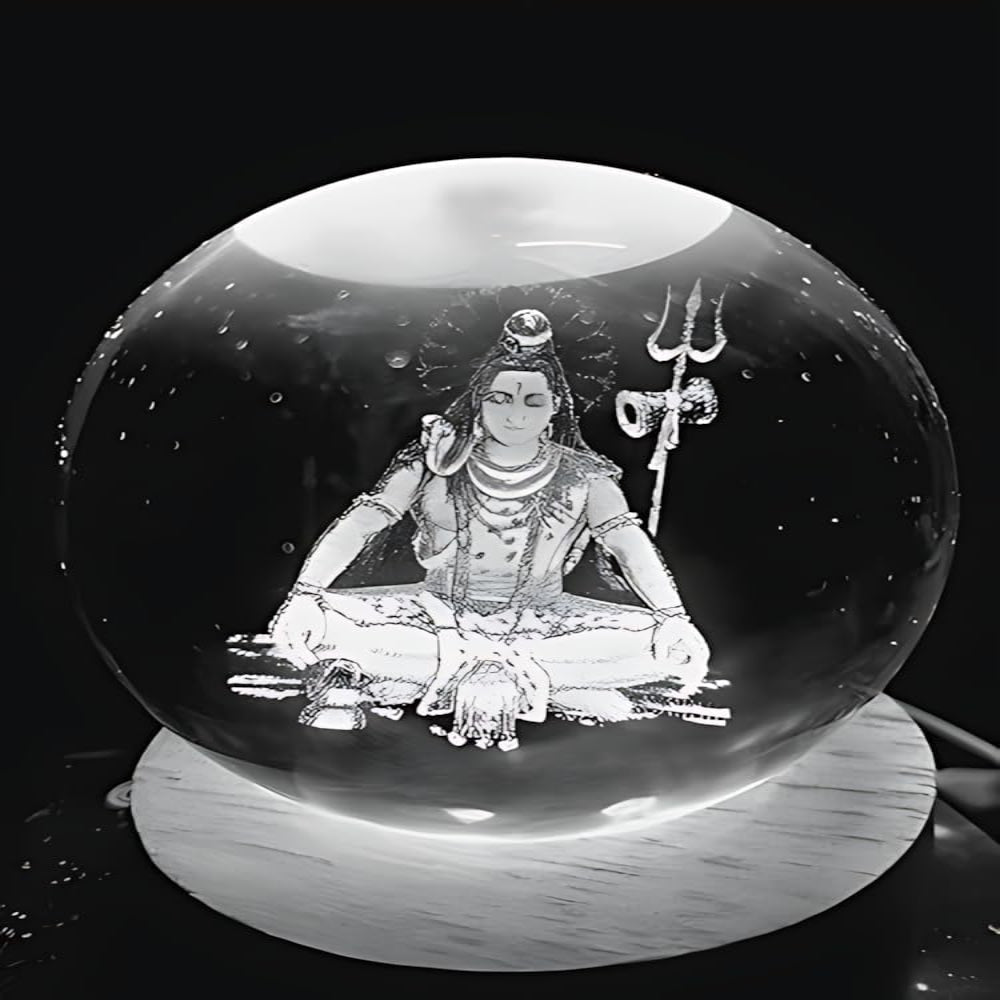 3D Lord Shiva | Crystal Globe Lamp Ball