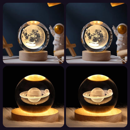 Celestial Twins Combo — Moon + Moon + Saturn + Saturn Crystal Ball Night Lamps