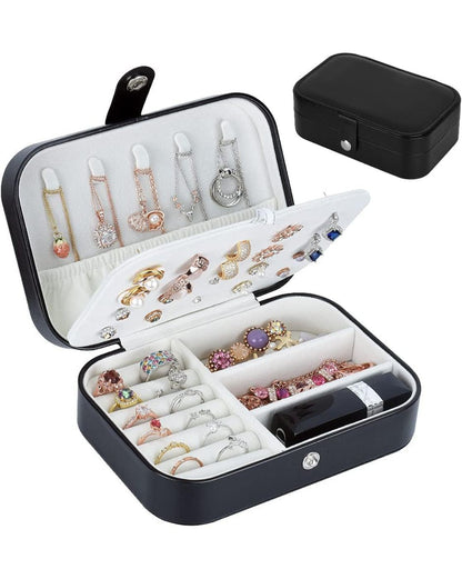 Jewellery Organisers Box PU Leather Storage Case for Rings, Earrings, Necklace | Medium (Black)