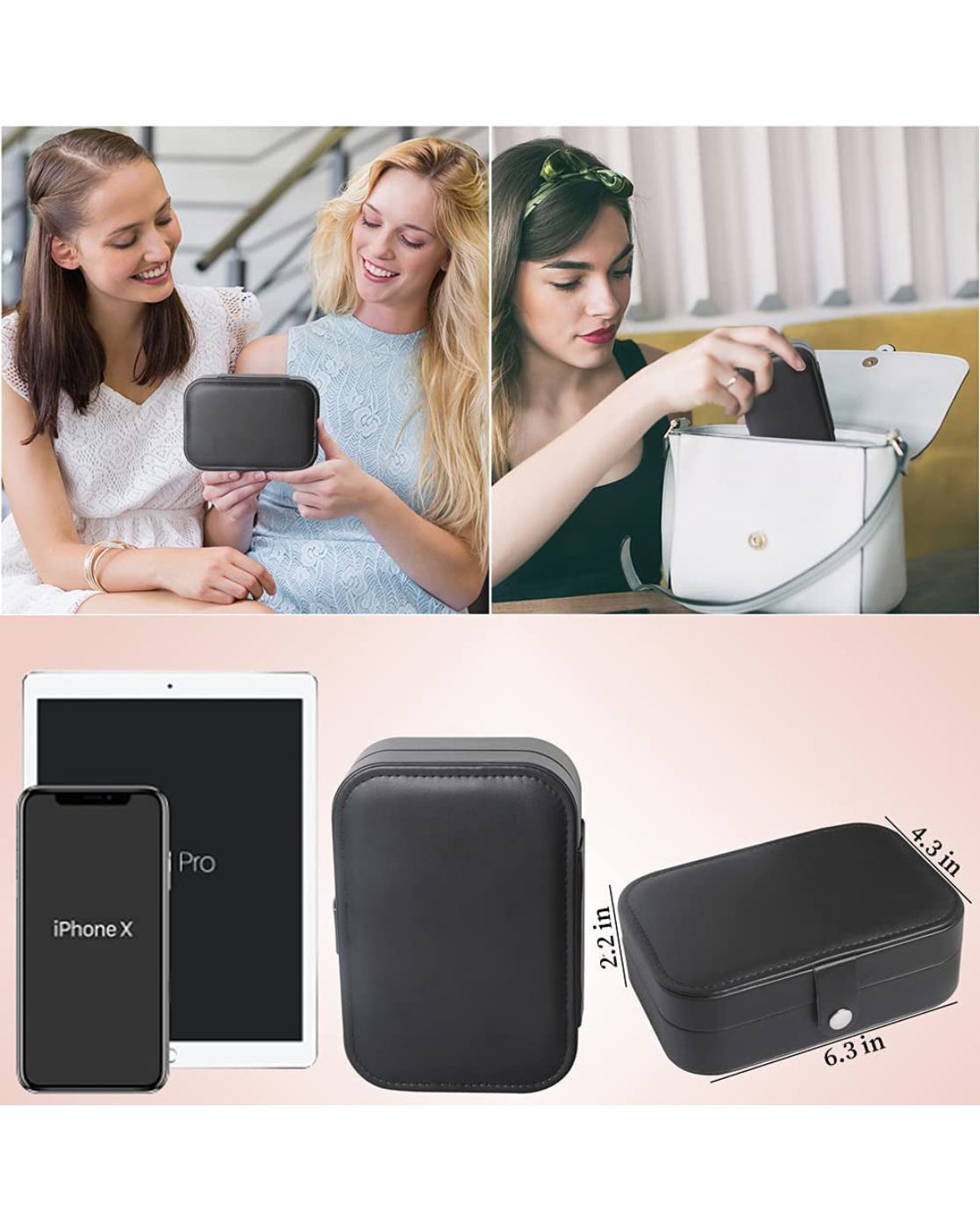 Jewellery Organisers Box PU Leather Storage Case for Rings, Earrings, Necklace | Medium (Black)