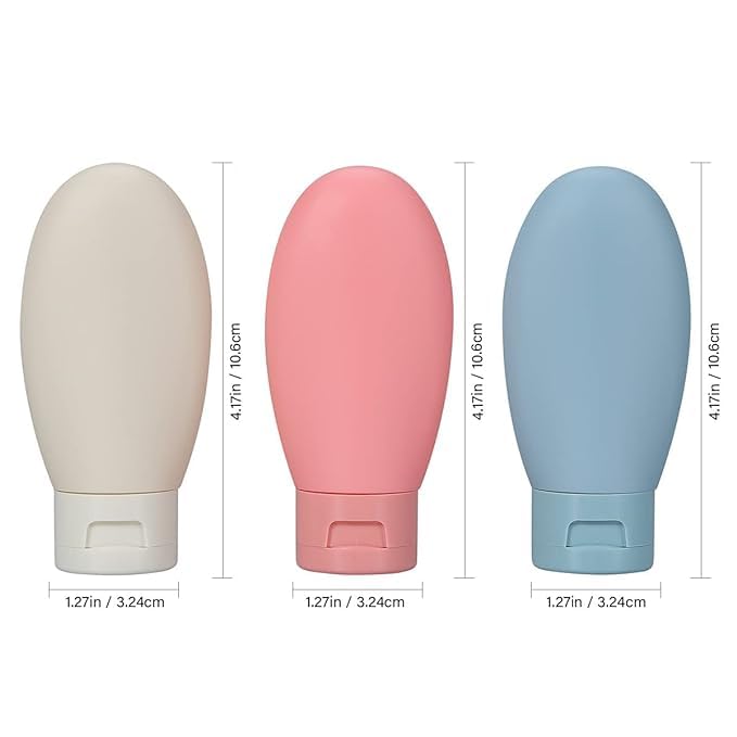 Refillable Travel Bottles for Cream, Shampoo Hand Wash, Lotion with Zip Pouch (60 ML*3)