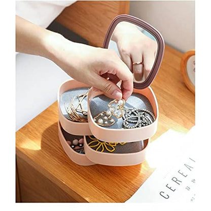 Rotating Jewellery Organizer, 4 Layer with Built-in Mirror for women & girls