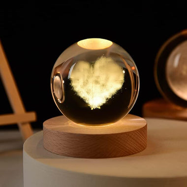 Love Heart Crystal Ball Night Lamp — Warm White LED