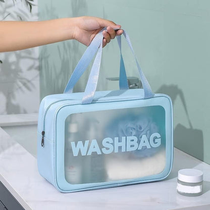 Make up & Toiletry Bags for Cosmetics, Brushes, Accessories Set of 3 - (Blue)