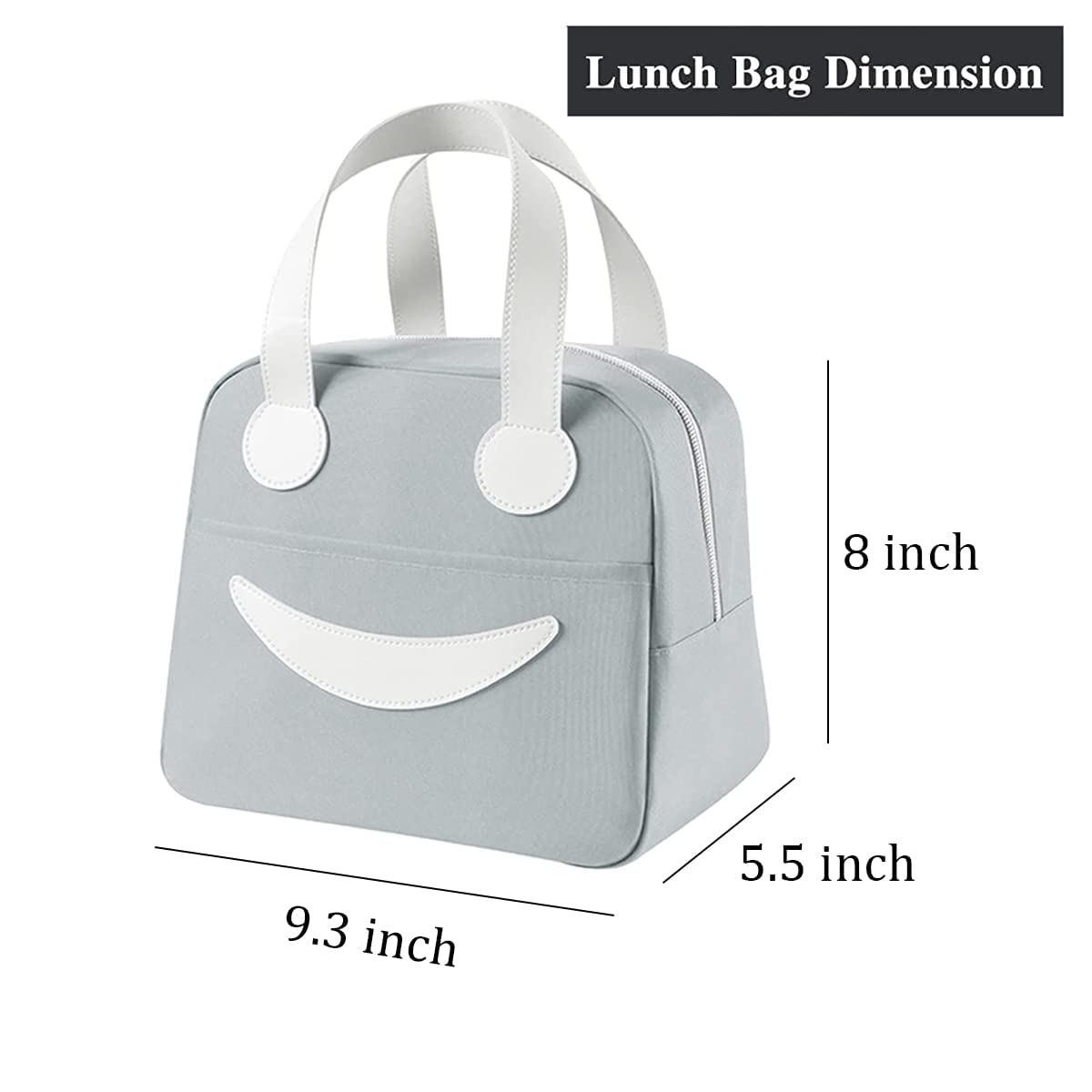 Smiley Lunch Bags for School, Office, Travel with Aluminum Lining, Leakproof