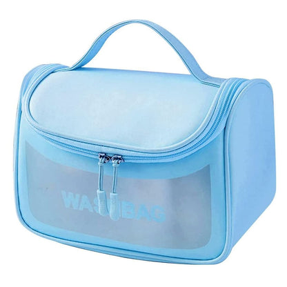 Multi-Functional Large Makeup Pouch For Women | Waterproof Pvc Cosmetic Bags With Hook For Girls - Blue (Sale)