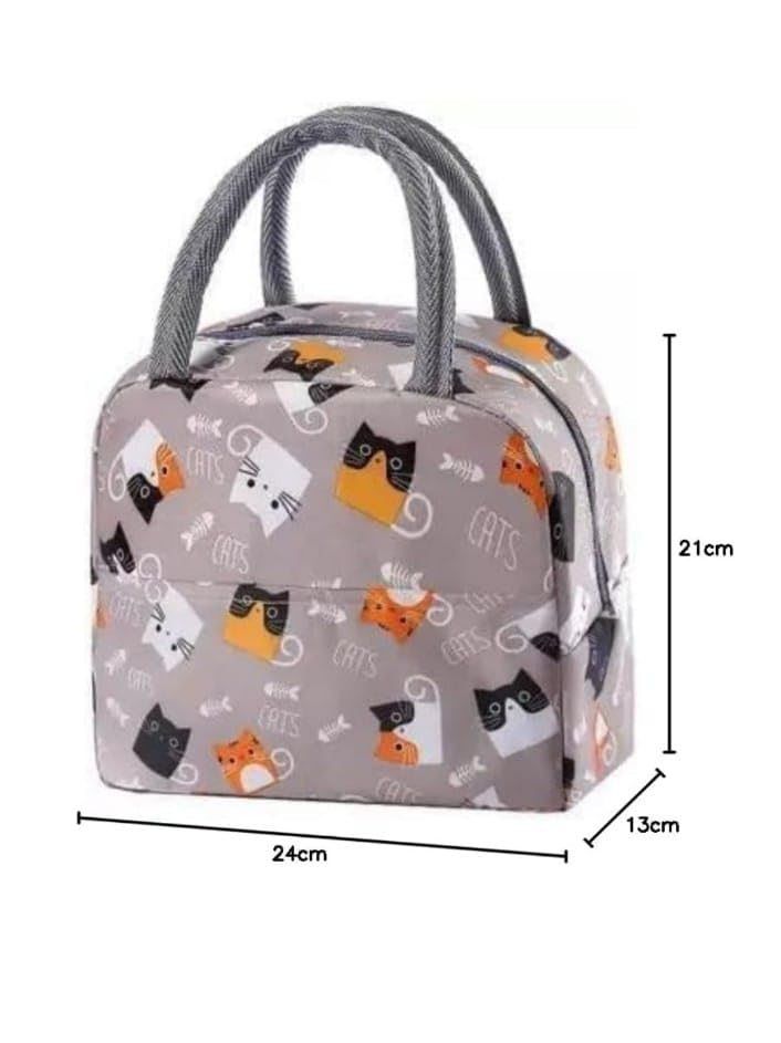 Brown CAT Design Insulated Lunch Bag | Portable and Reusable (Full Print)