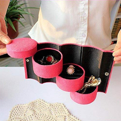 Portable Mini 3-Layers Round Jewelry Cosmetic Box Organizer Storage Box for Earrings Ring Necklace Jewelry, Cosmetic, Small Accessories Holder Bag
