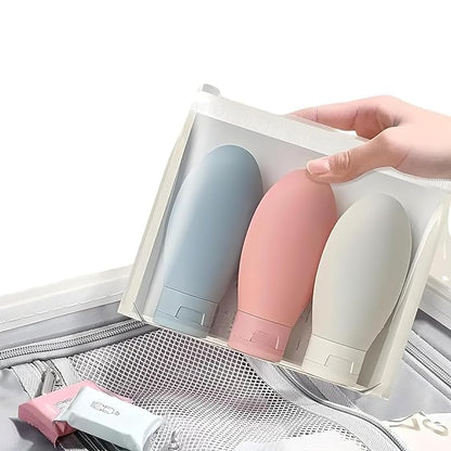 Refillable Travel Bottles for Cream, Shampoo Hand Wash, Lotion with Zip Pouch (60 ML*3)