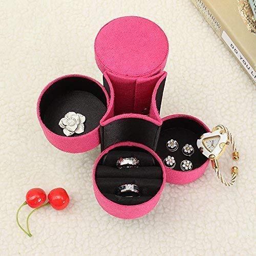 Portable Mini 3-Layers Round Jewelry Cosmetic Box Organizer Storage Box for Earrings Ring Necklace Jewelry, Cosmetic, Small Accessories Holder Bag