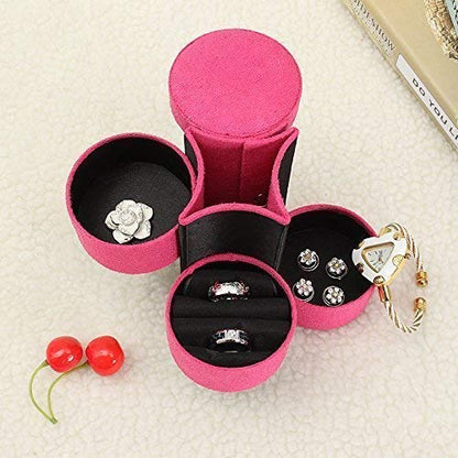 Portable Mini 3-Layers Round Jewelry Cosmetic Box Organizer Storage Box for Earrings Ring Necklace Jewelry, Cosmetic, Small Accessories Holder Bag