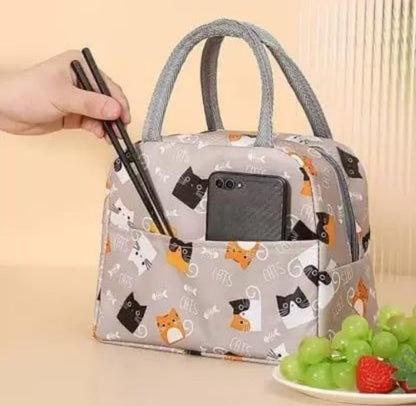 Brown CAT Design Insulated Lunch Bag | Portable and Reusable (Full Print)