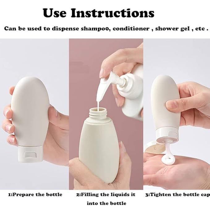 Refillable Travel Bottles for Cream, Shampoo Hand Wash, Lotion with Zip Pouch (60 ML*3)
